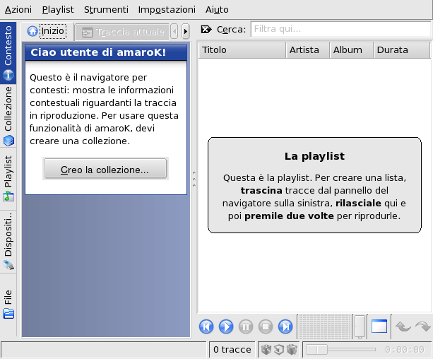 La finestra principale di amaroK
